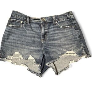 Aerie Distressed High-Rise Denim Cutoff Shorts -medium